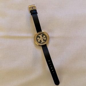Tory Burch Black Genuine Leather Strap Watch